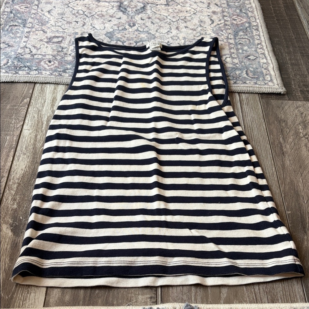 J. Crew Factory Navy and Cream Striped Tank Top